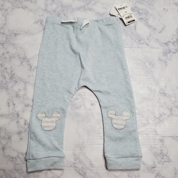 Disney Mickey Mouse Jogger pants 12 month blue‎ gray New - Picture 1 of 5